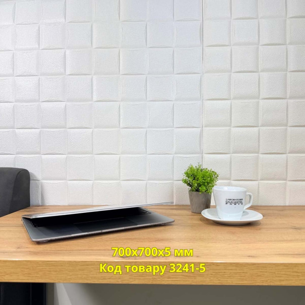 Самоклеюча декоративна 3D панель лоза біла 700x700x5 мм