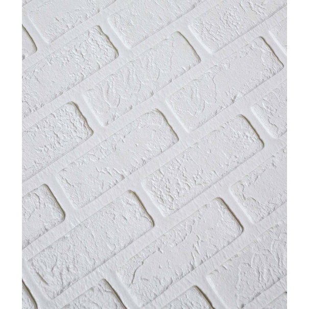 Самоклеюча декоративна 3D панель цегла деко біла 700x700x5 мм